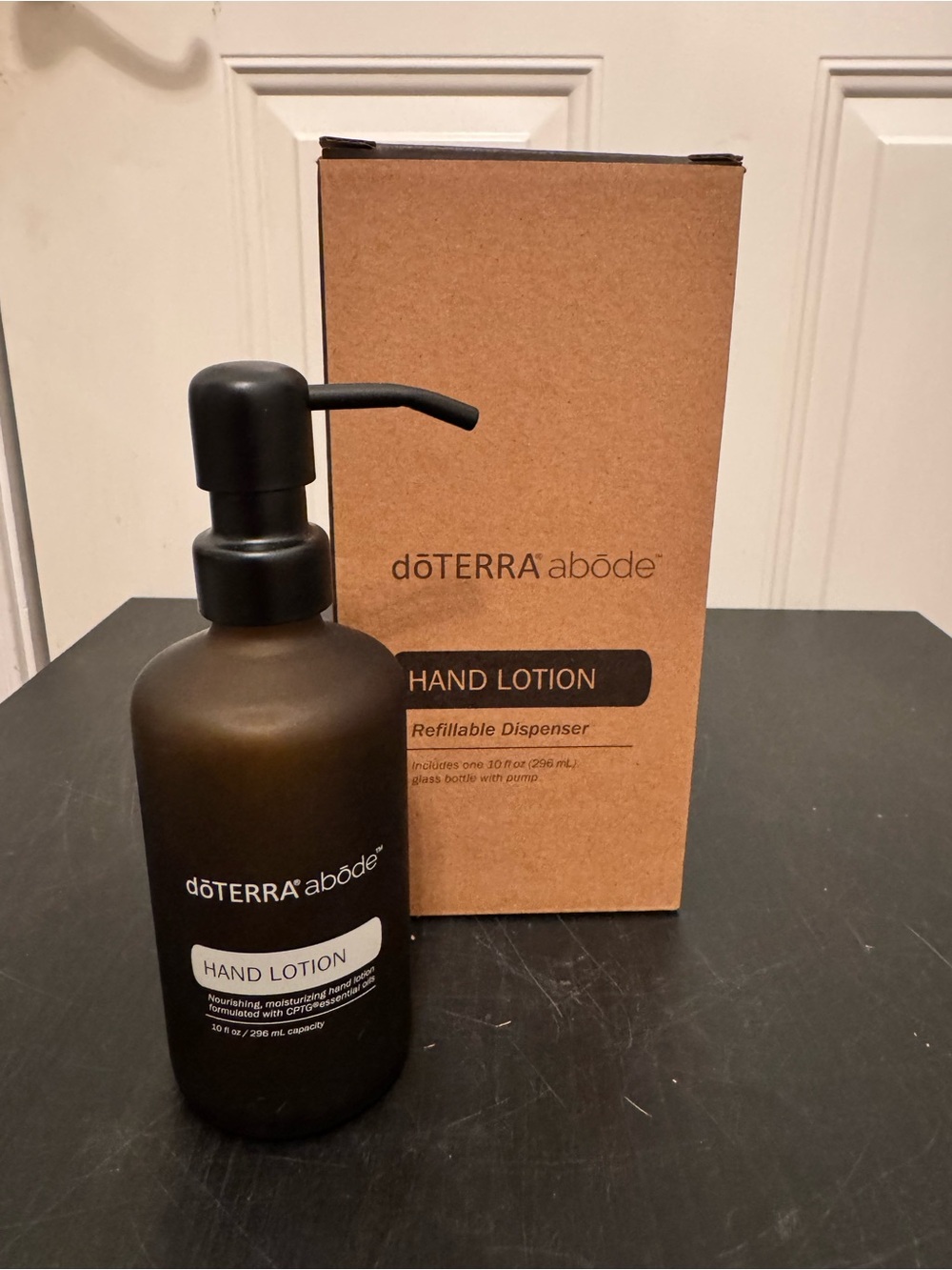 doTERRA abode Hand Lotion Dispenser Home Empty Amber Glass Bottle 296ml NEW